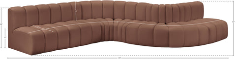 Yara 170" Cognac Vegan Leather Upholstered Sectional, 7-Piece