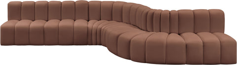Yara 170" Cognac Vegan Leather Upholstered Sectional, 7-Piece