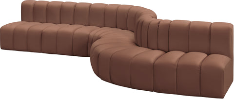 Yara 170" Cognac Vegan Leather Upholstered Sectional, 7-Piece
