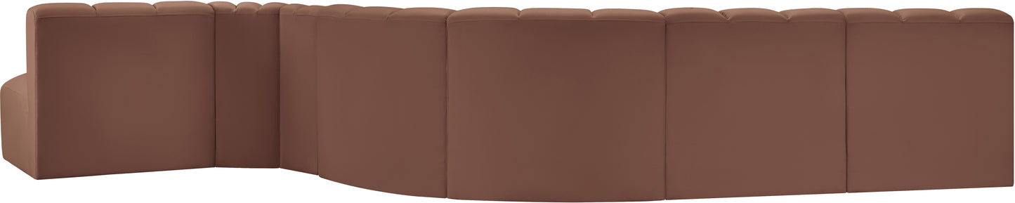 zara cognac faux leather modular sofa s7c