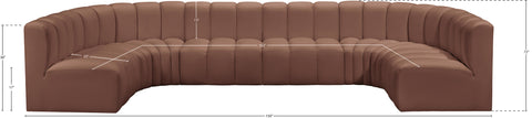 Briar Cognac 150 Vegan Leather Upholstered Modular Sectional, 8-Piece