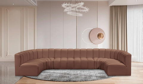 Briar Cognac 150 Vegan Leather Upholstered Modular Sectional, 8-Piece