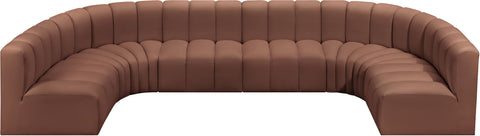 Briar Cognac 150 Vegan Leather Upholstered Modular Sectional, 8-Piece