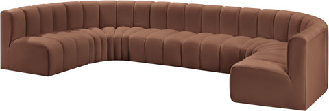 Briar Cognac 150 Vegan Leather Upholstered Modular Sectional, 8-Piece