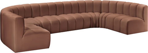 Briar Cognac 150 Vegan Leather Upholstered Modular Sectional, 8-Piece