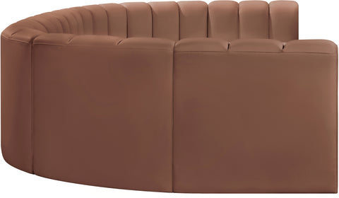 Briar Cognac 150 Vegan Leather Upholstered Modular Sectional, 8-Piece