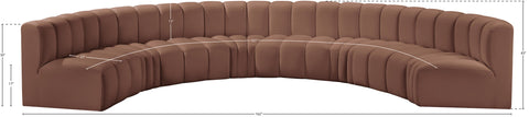 Briar Cognac 162 Vegan Leather Upholstered Modular Sectional, 8-Piece