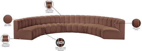 Briar Cognac 162 Vegan Leather Upholstered Modular Sectional, 8-Piece