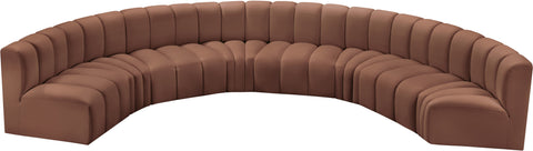 Briar Cognac 162 Vegan Leather Upholstered Modular Sectional, 8-Piece