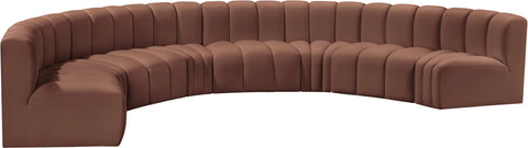 Briar Cognac 162 Vegan Leather Upholstered Modular Sectional, 8-Piece