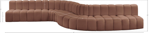 Briar Cognac 197 Vegan Leather Upholstered Modular Sectional, 8-Piece