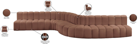 Briar Cognac 197 Vegan Leather Upholstered Modular Sectional, 8-Piece