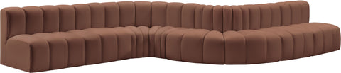 Briar Cognac 197 Vegan Leather Upholstered Modular Sectional, 8-Piece