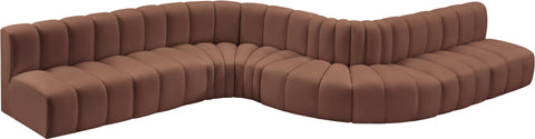 Briar Cognac 197 Vegan Leather Upholstered Modular Sectional, 8-Piece