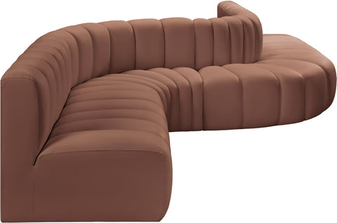 Briar Cognac 197 Vegan Leather Upholstered Modular Sectional, 8-Piece