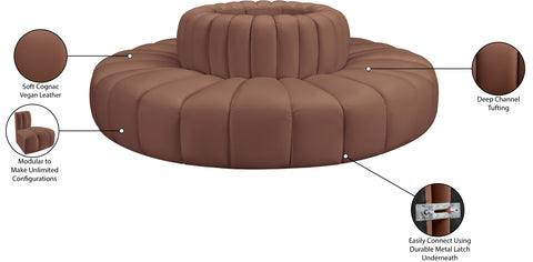 Briar Cognac 90 Vegan Leather Upholstered Modular Sectional, 8-Piece