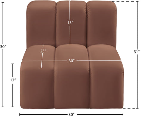 Briar Cognac Vegan Leather Upholstered Modular Straight Chair, 1 Piece