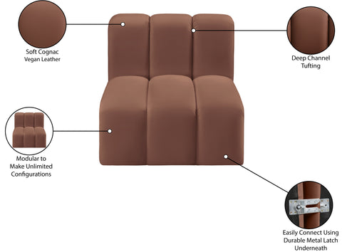 Briar Cognac Vegan Leather Upholstered Modular Straight Chair, 1 Piece
