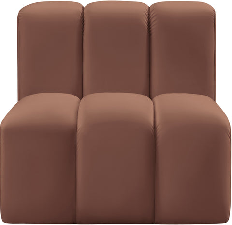 Briar Cognac Vegan Leather Upholstered Modular Straight Chair, 1 Piece