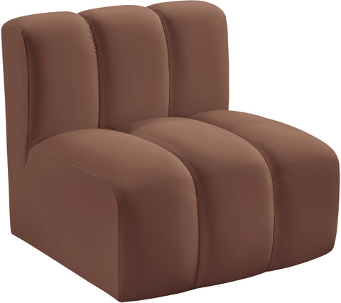 Briar Cognac Vegan Leather Upholstered Modular Straight Chair, 1 Piece