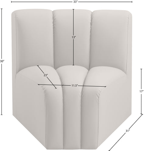 Briar Cream Vegan Leather Upholstered Modular Curved Corner Chair, 1 Piece