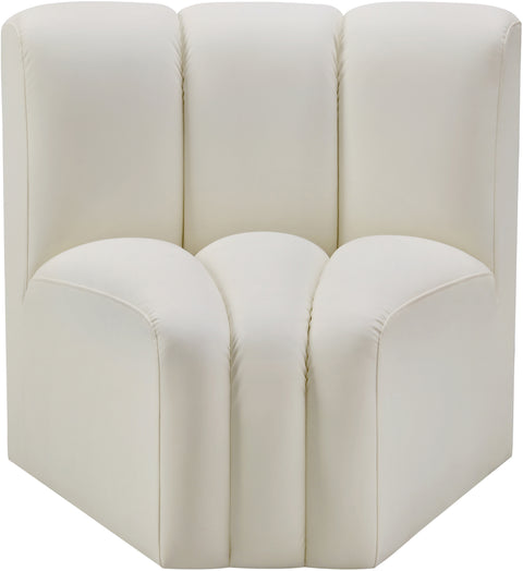 Briar Cream Vegan Leather Upholstered Modular Curved Corner Chair, 1 Piece