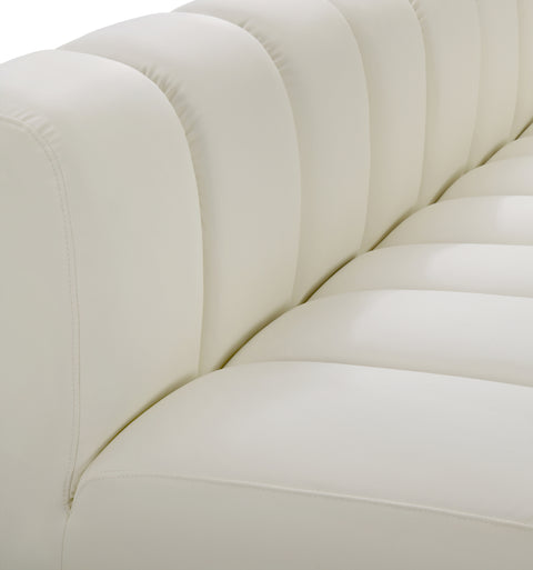 Briar Cream Vegan Leather Upholstered Modular Curved Corner Chair, 1 Piece