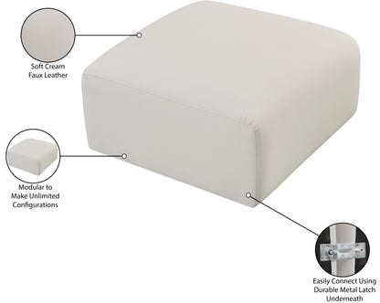 Zara Cream Faux Leather Ottoman Ott