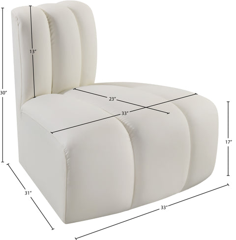 Briar Cream Vegan Leather Upholstered Modular Reverse Corner Chair, 1 Piece