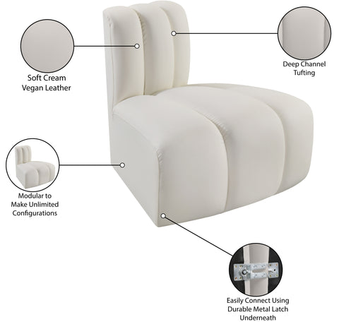 Briar Cream Vegan Leather Upholstered Modular Reverse Corner Chair, 1 Piece