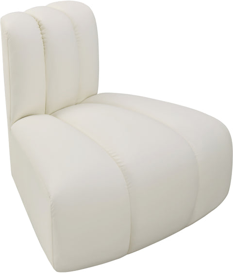 Briar Cream Vegan Leather Upholstered Modular Reverse Corner Chair, 1 Piece
