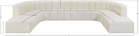 Yara 161" Cream Vegan Leather Upholstered Sectional, 10-Piece