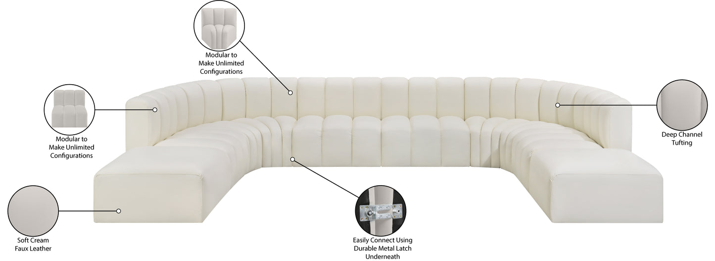 zara cream faux leather modular sofa s10a