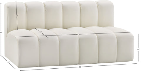 Briar Cream 60 Vegan Leather Upholstered Modular Sectional , 2-Piece (Style 1)