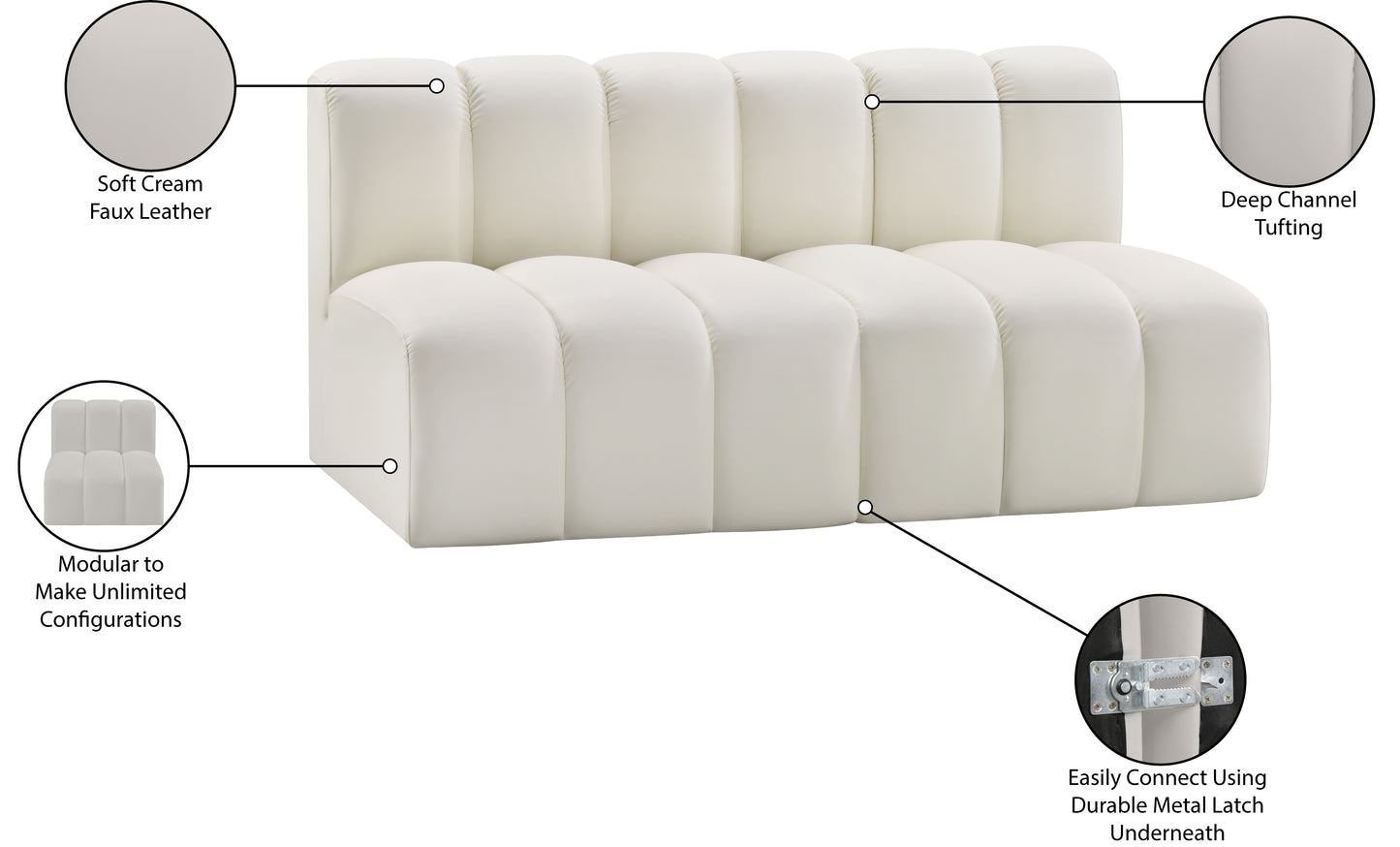 zara cream faux leather modular sofa s2a