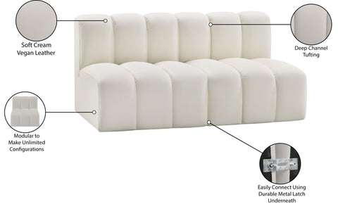 Briar Cream 60 Vegan Leather Upholstered Modular Sectional , 2-Piece (Style 1)