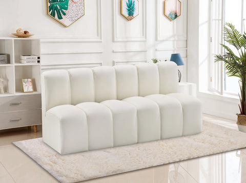 Briar Cream 60 Vegan Leather Upholstered Modular Sectional , 2-Piece (Style 1)