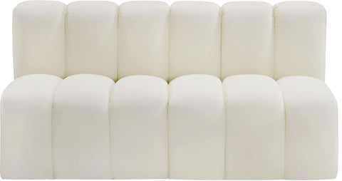 Briar Cream 60 Vegan Leather Upholstered Modular Sectional , 2-Piece (Style 1)