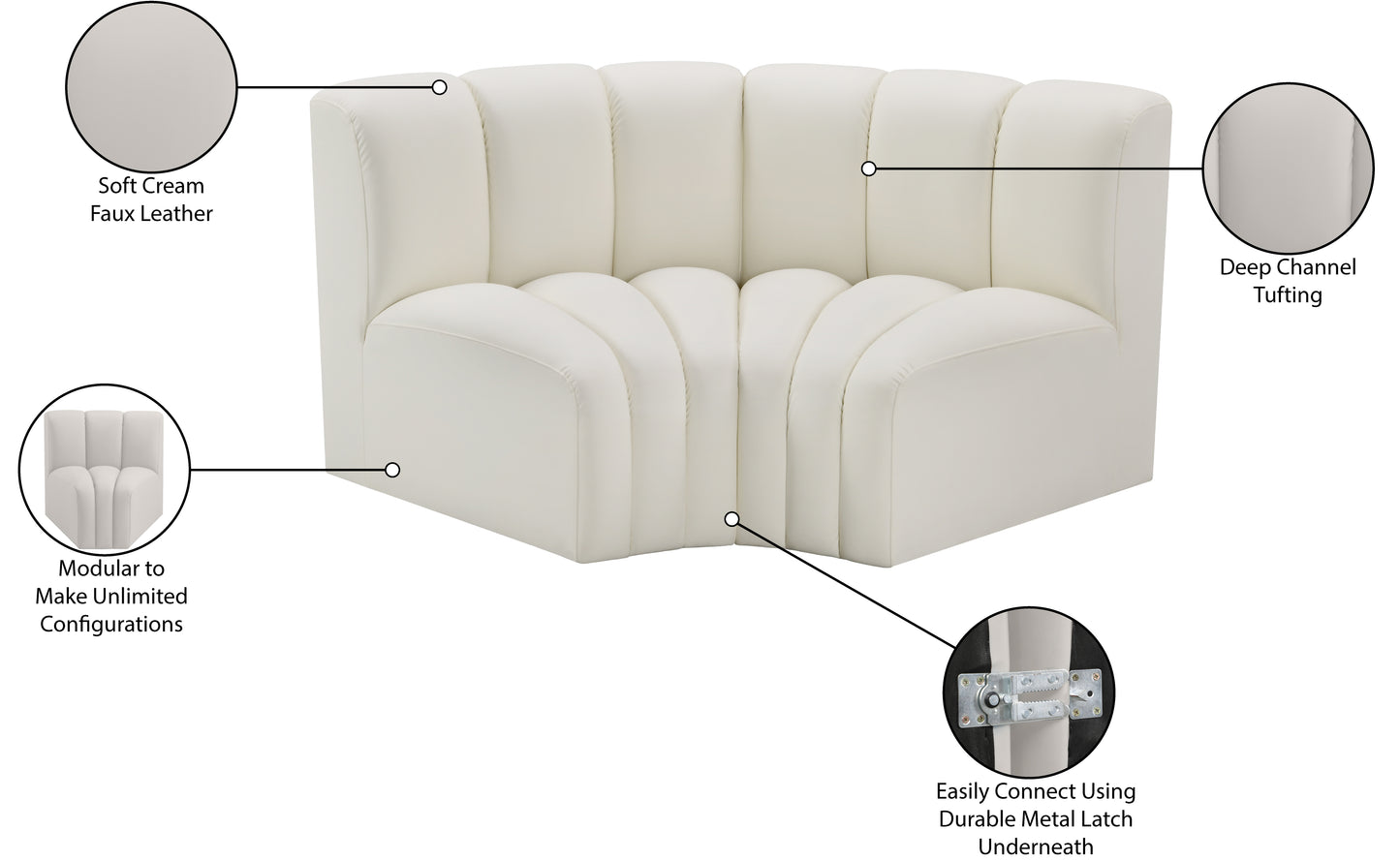 zara cream faux leather modular sofa s2b