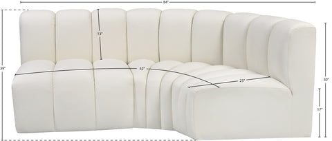 Briar Cream 84 Vegan Leather Upholstered Modular Sectional, 3-Piece