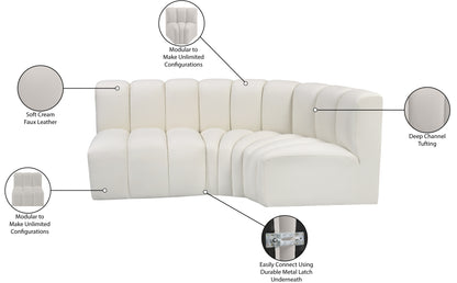 Zara Cream Faux Leather Modular Sofa S3A