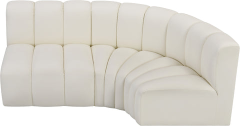 Briar Cream 84 Vegan Leather Upholstered Modular Sectional, 3-Piece