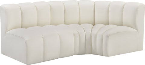 Briar Cream 84 Vegan Leather Upholstered Modular Sectional, 3-Piece