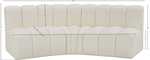 Briar Cream 86 Vegan Leather Upholstered Modular Sectional, 3-Piece
