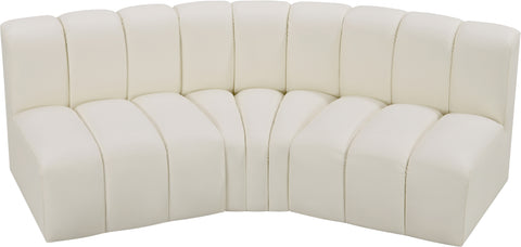 Briar Cream 86 Vegan Leather Upholstered Modular Sectional, 3-Piece