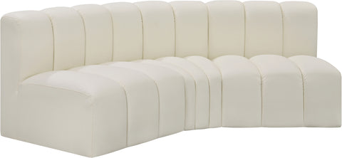 Briar Cream 86 Vegan Leather Upholstered Modular Sectional, 3-Piece