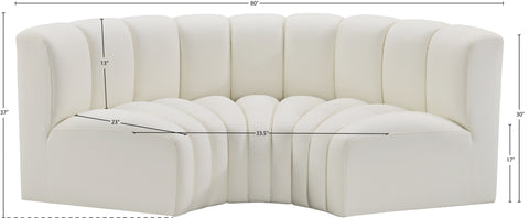 Briar Cream 80 Vegan Leather Upholstered Modular Sectional, 3-Piece