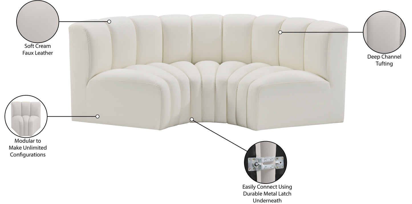 zara cream faux leather modular sofa s3c