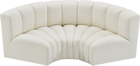 Briar Cream 80 Vegan Leather Upholstered Modular Sectional, 3-Piece