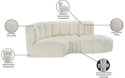 Zara Cream Faux Leather Modular Sofa S3D